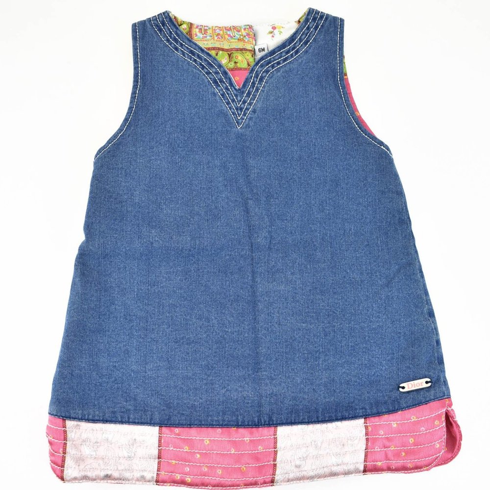 DIOR Blue Denim & Logo Reversible Sleeveless Dress